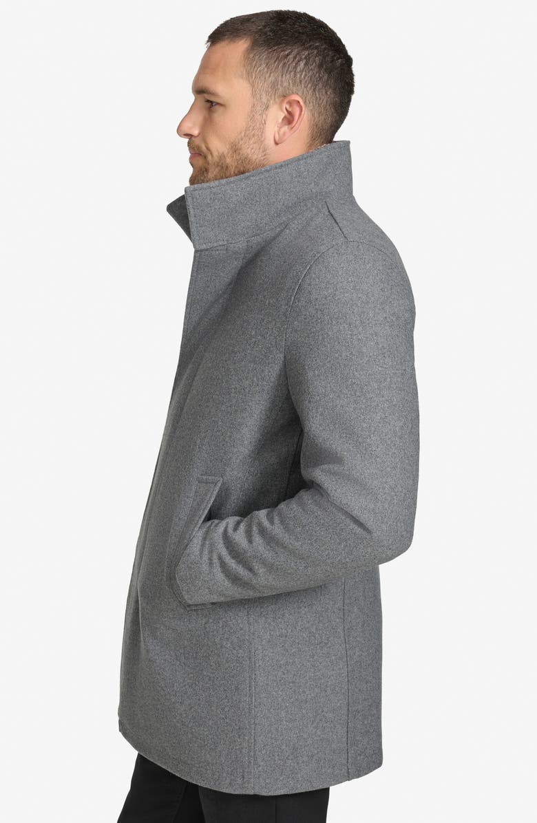 Calvin Klein Walking Wool Blend Coat with Faux Fur Trim, Alternate, color, Charcoal