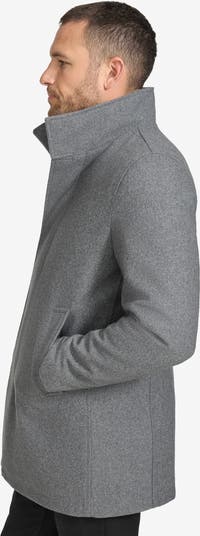 Walking Wool Blend Coat with Faux Fur Trim