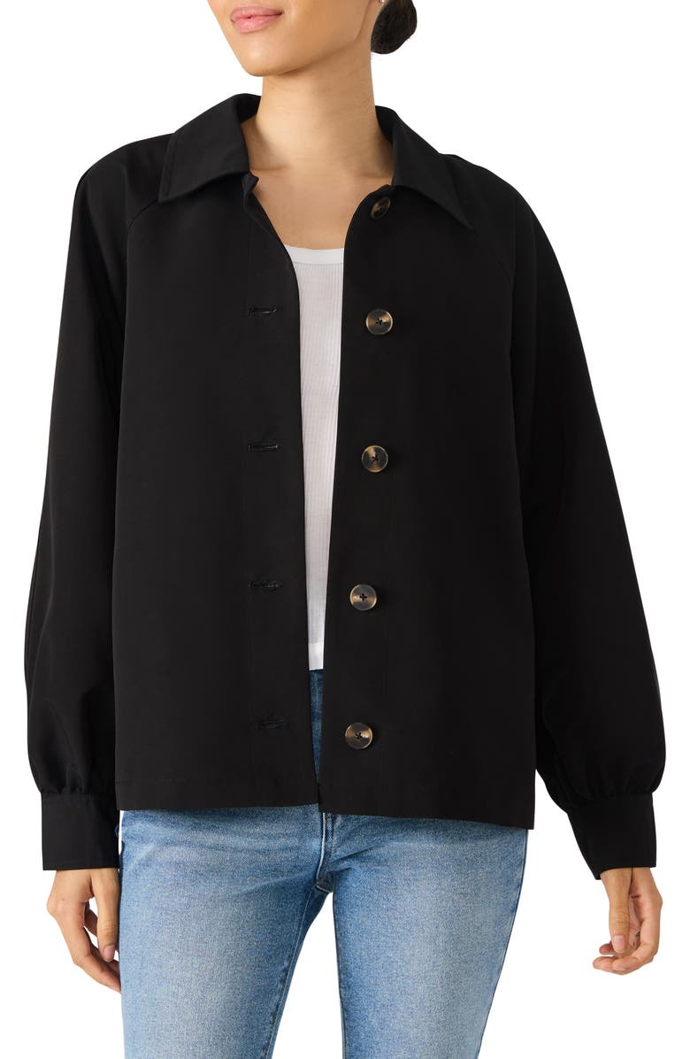 Steve Madden Flared Short Trench Coat, Main, color, Black