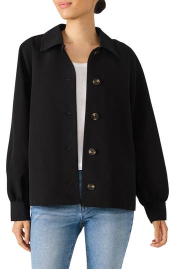 Steve Madden Flared Short Trench Coat In Black