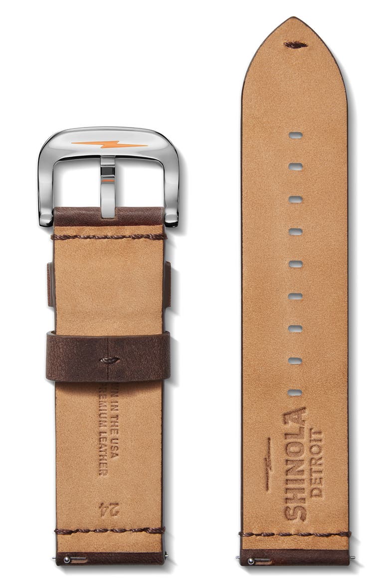 Grizzly Classic Interchangeable Leather Watchband, 24mm, Alternate, color, CATTAIL