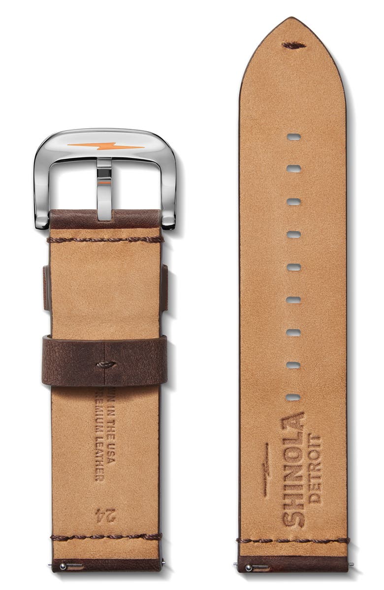 Shinola Grizzly Classic Interchangeable Leather Watchband, 24mm, Alternate, color, Cattail