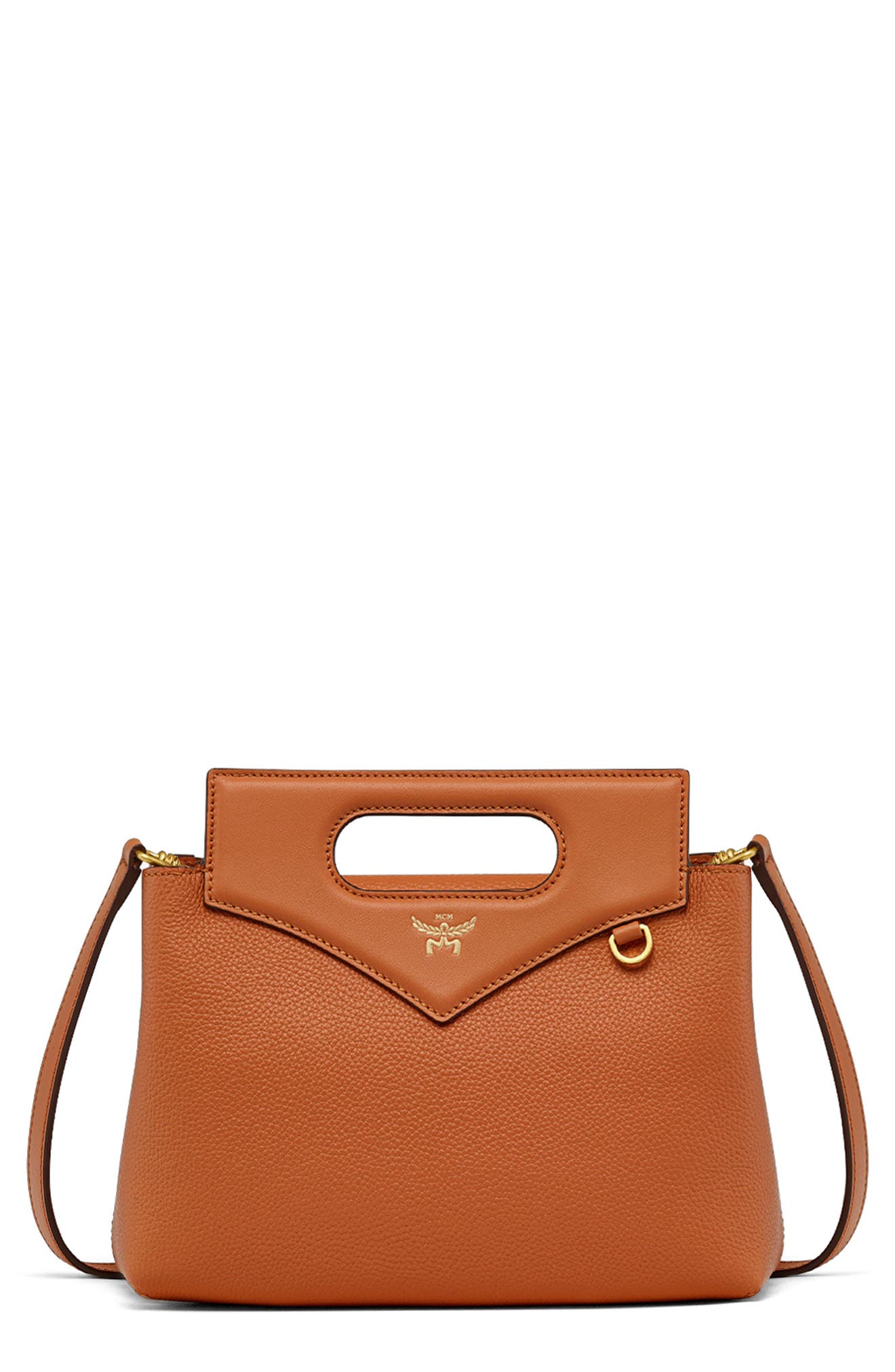 MCM Mini Diamant Soft Leather Crossbody Bag in Terracotta 