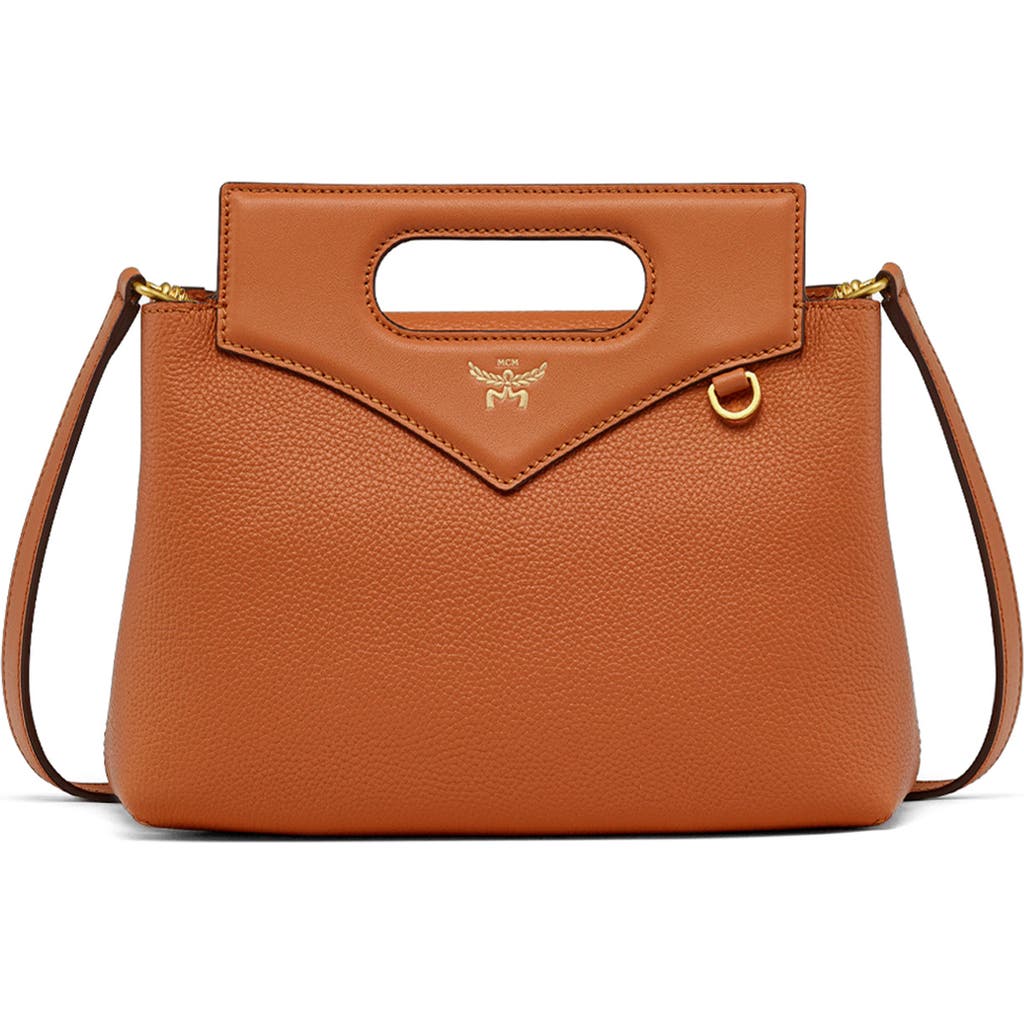 MCM Mini Diamant Soft Leather Crossbody Bag in Terracotta