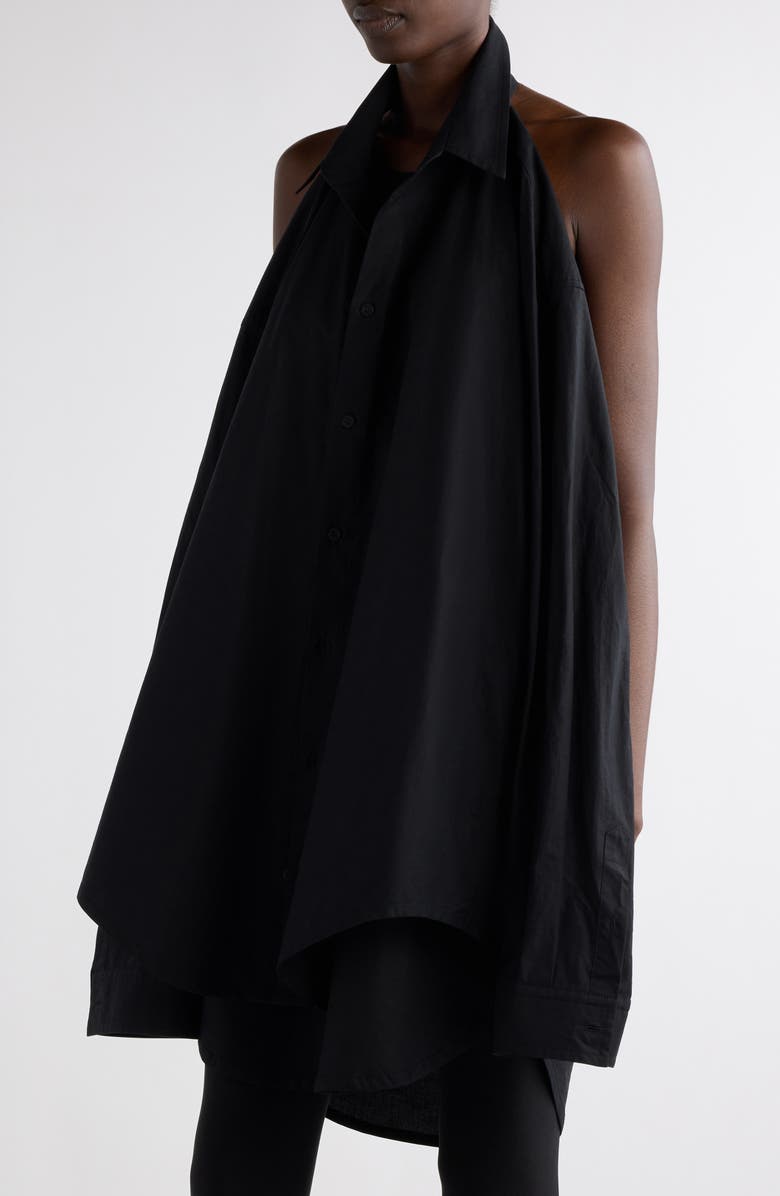 Balenciaga Suspended Cape Sleeve Cotton Shirtdress, Alternate, color, 