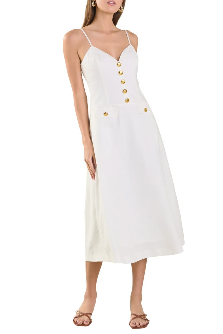 Linen Midi Dress, Main, color, IVORY