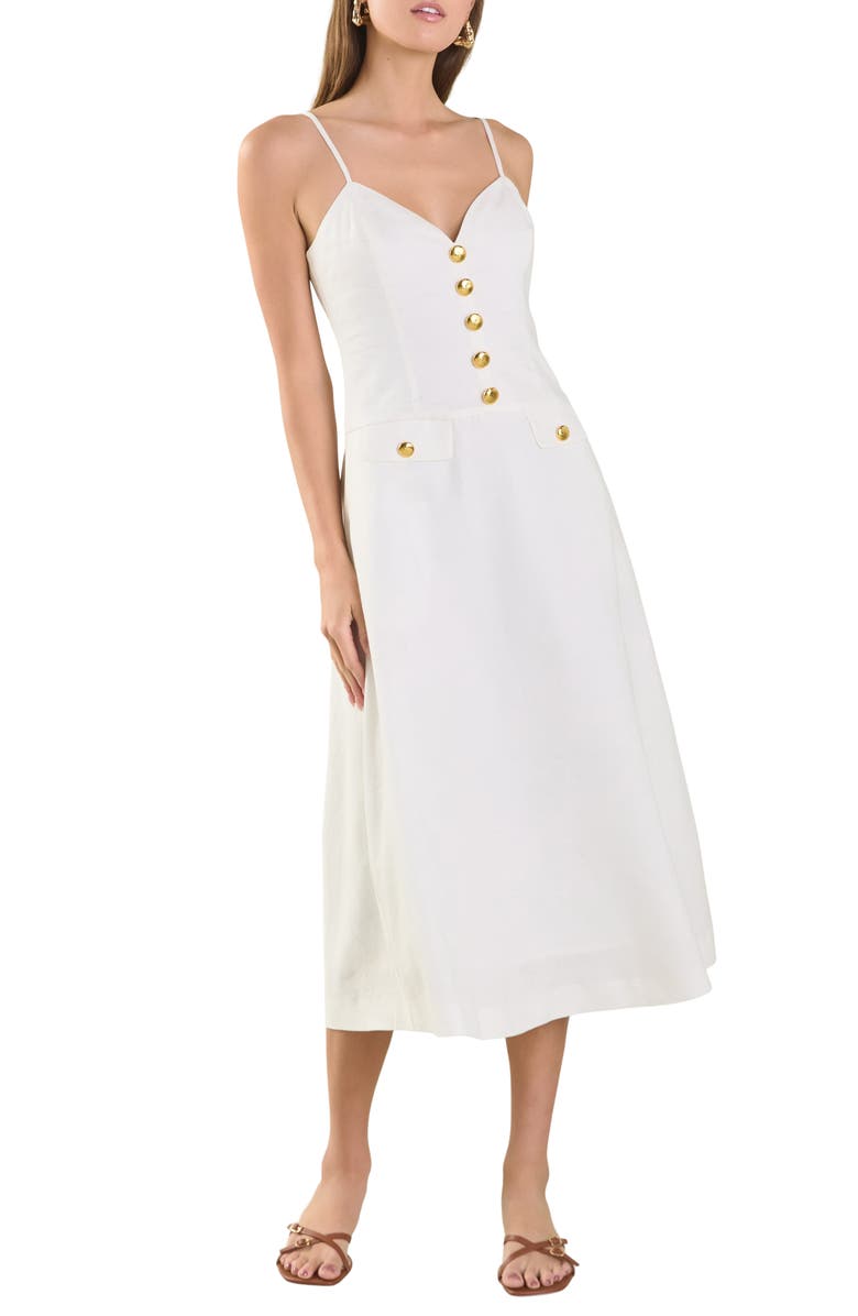 Endless Rose Linen Midi Dress, Main, color, Ivory