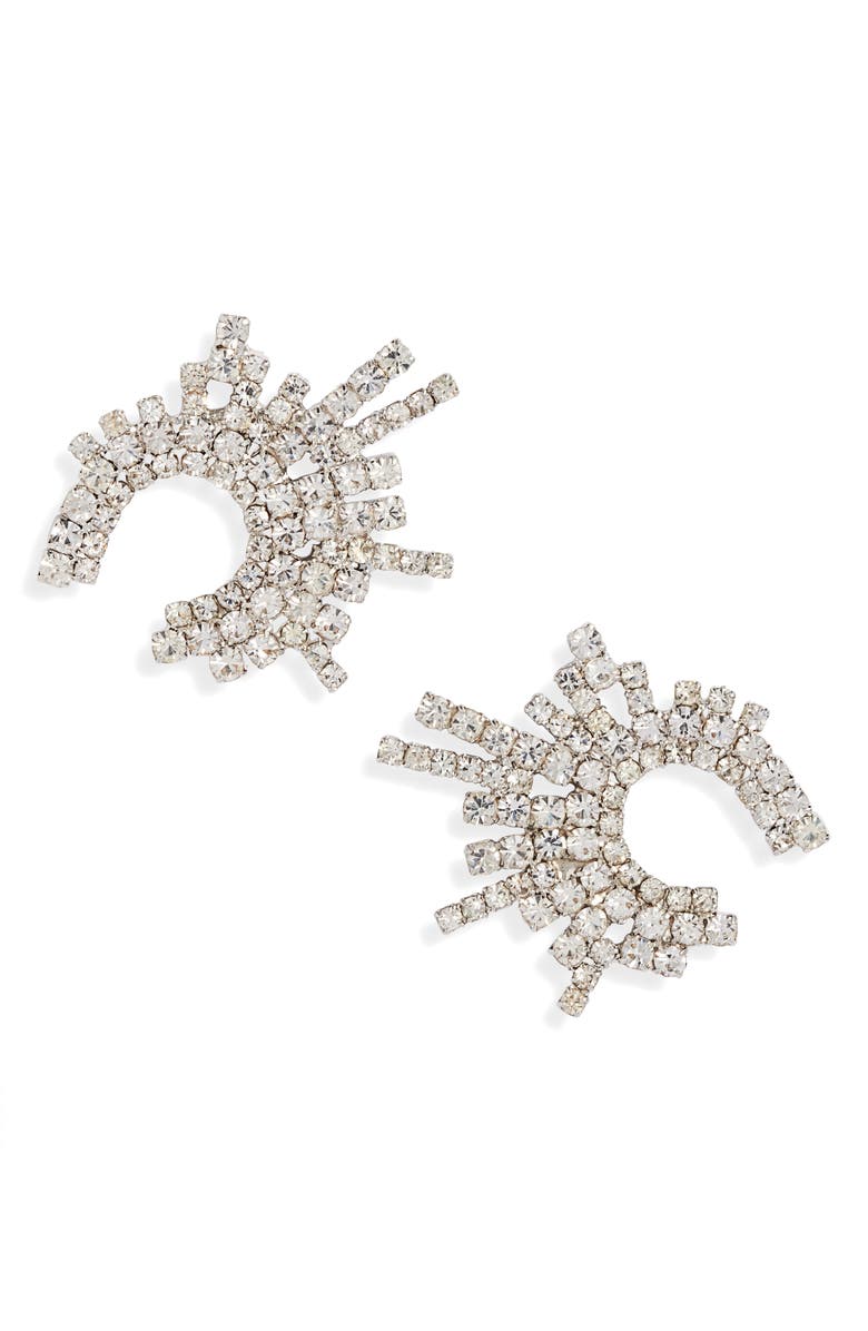 CRISTABELLE Crystal Crescent Stud Earrings, Main, color, 