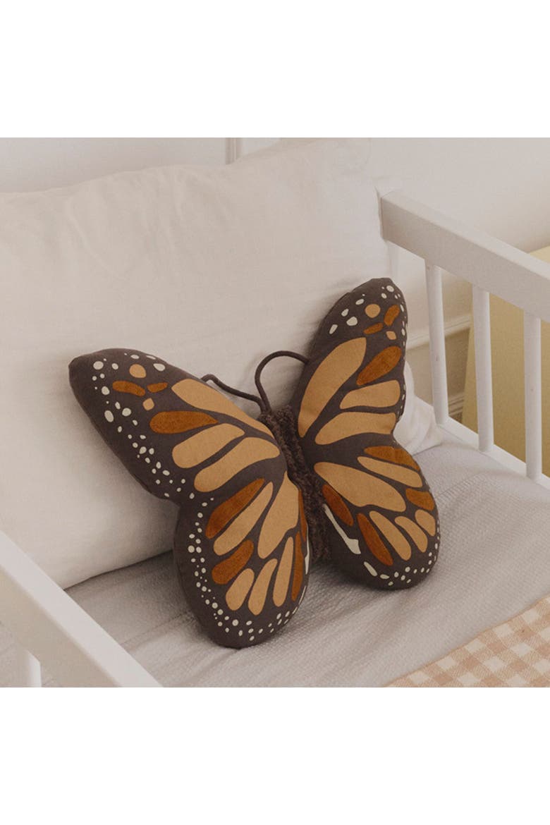Cushion Butterfly, Alternate, color, Dark Grey, Natural, Terracotta