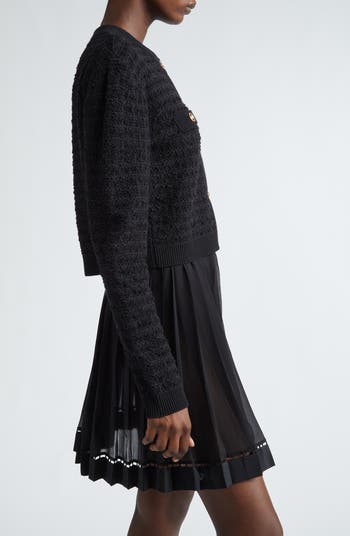 Versace Wool Blend College Tweed Cardigan | Nordstrom