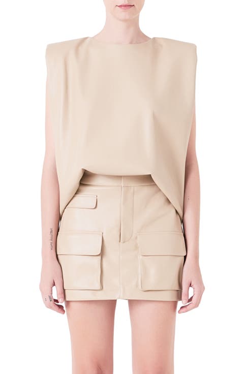 Padded Shoulder Blouson Top