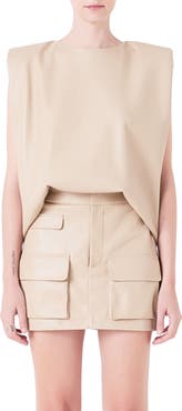 Grey Lab Padded Shoulder Blouson Top