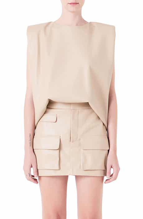 Padded Shoulder Blouson Top