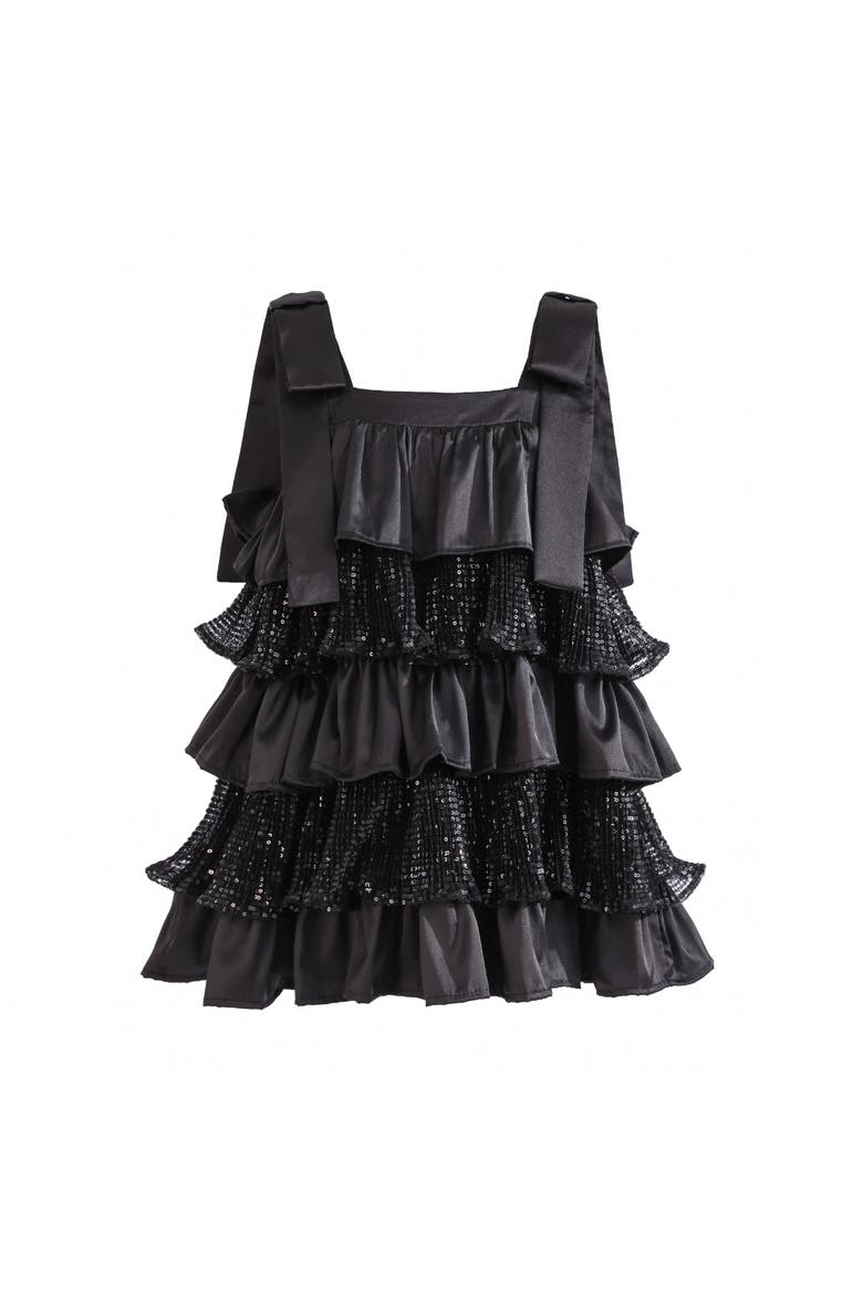 Bellamy Ruffle Sequin Dress, Main, color, Black