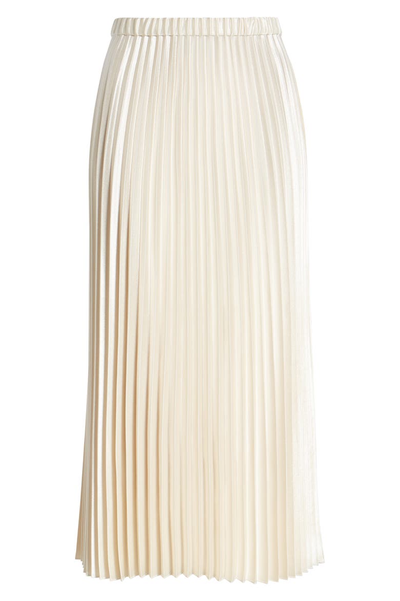 Pleated Midi Skirt, Alternate, color, ANNE WHITE