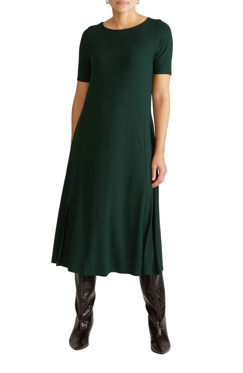Serena Short Sleeve Jersey Midi Dress (Regular & Plus)