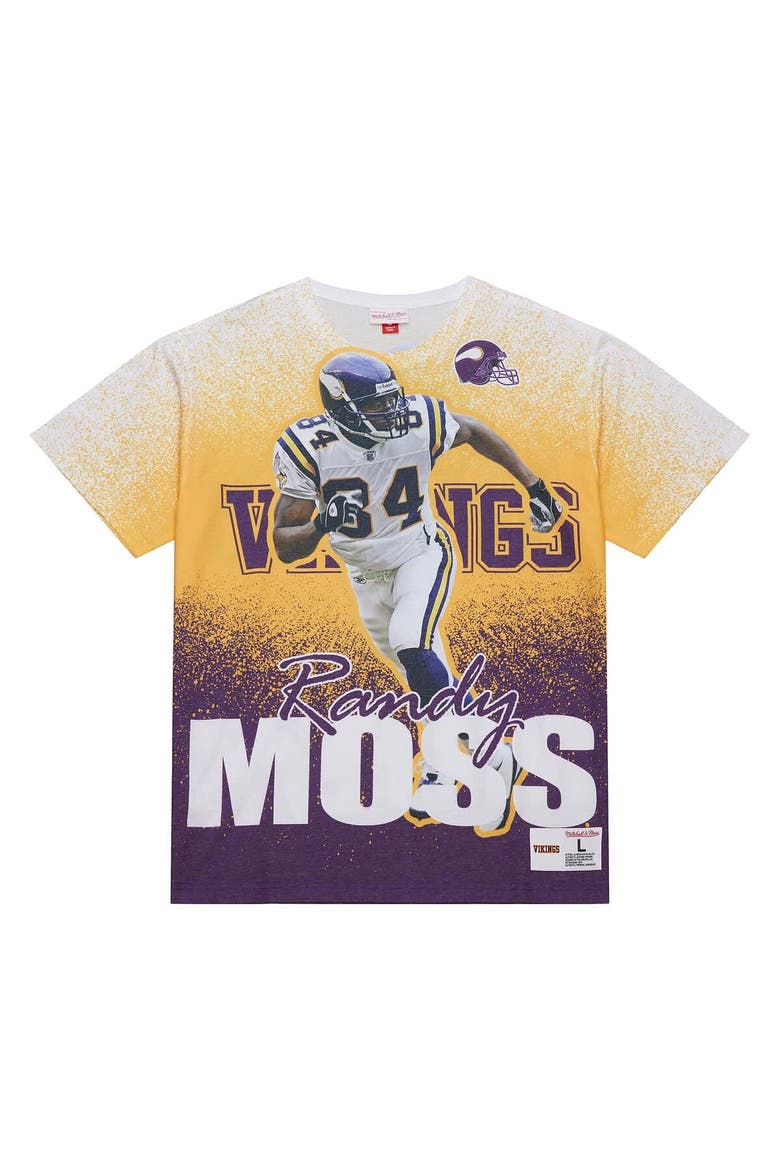 Men's Mitchell & Ness Randy Moss Gray Minnesota Vikings Burst Retired Player T-Shirt, Main, color, Gray