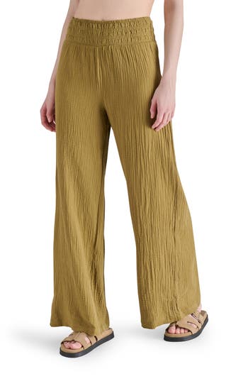 Steve Madden Cotton Gauze Wide Leg Pants In Orange