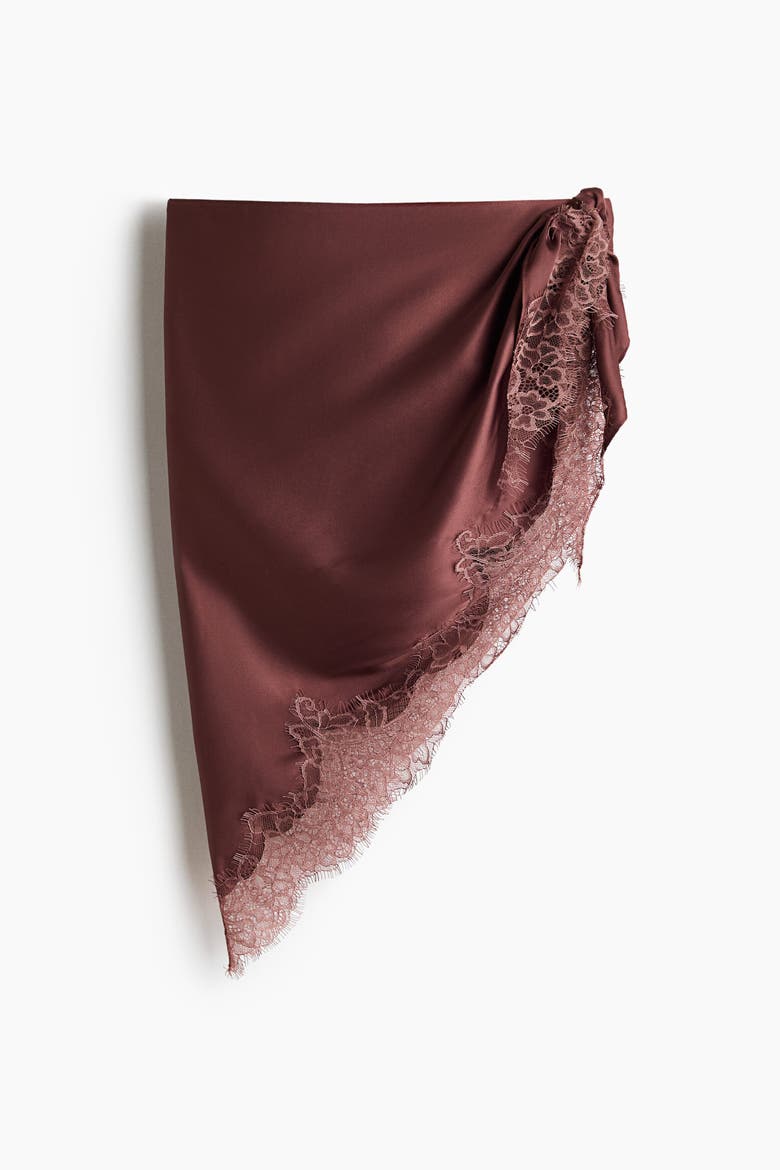 Lace-trimmed Triangle Scarf, Main, color, Dark dusty pink