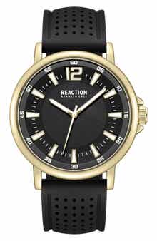 Kenneth Cole Reaction Perforated Silicone Strap Watch, 44mm