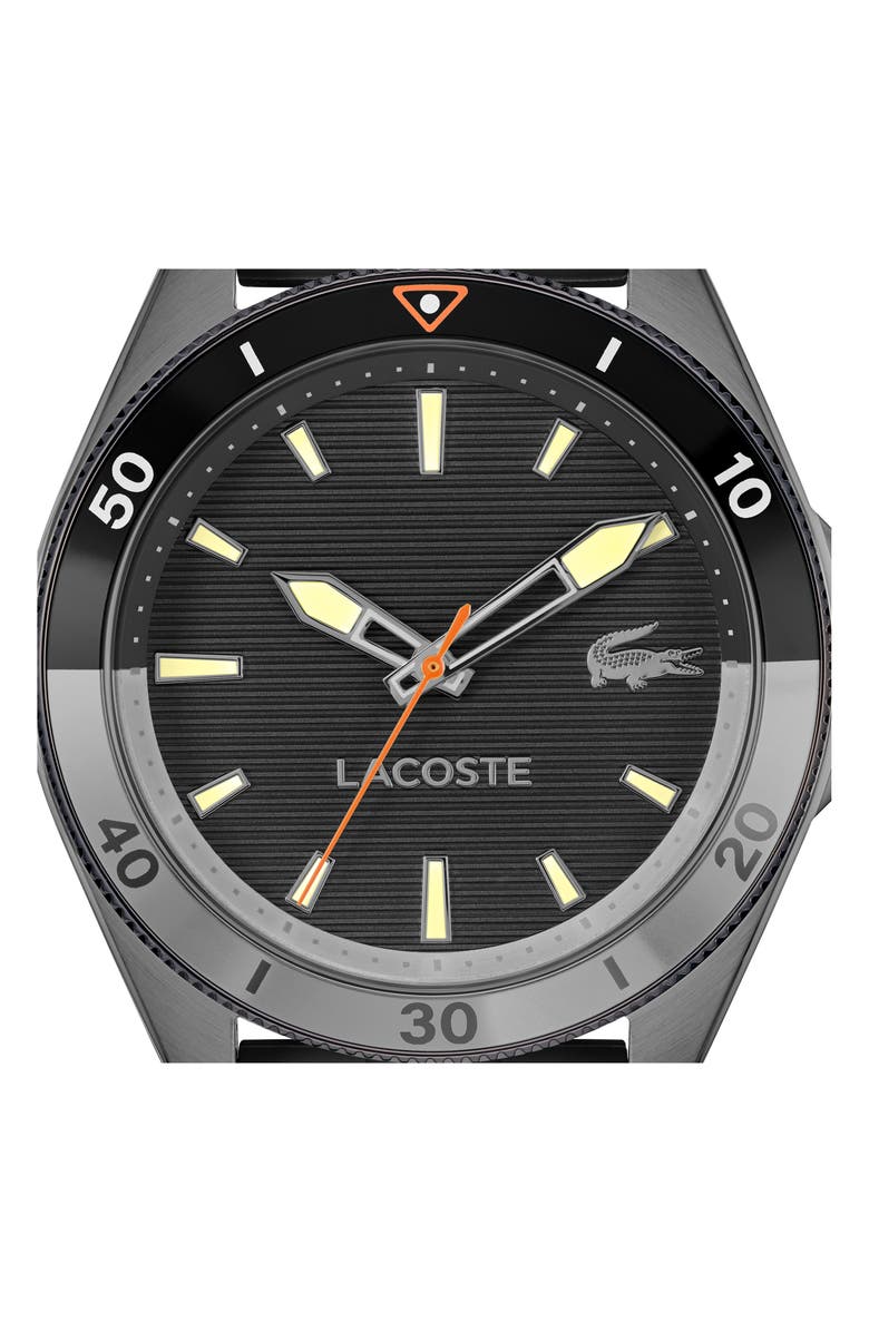 Lacoste Mainsail Silicone Strap Watch, 43mm, Alternate, color, Black