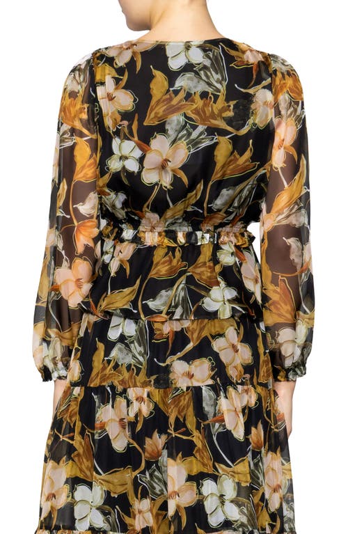 Melloday Chiffon Peplum Top In Multi