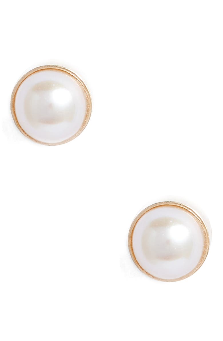 Poppy Finch Baby Pearl Bezel Stud Earrings, Main, color, 