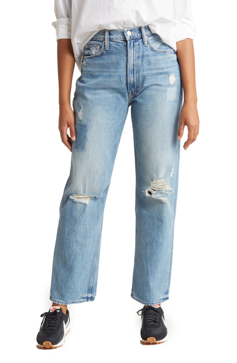 MOTHER High Waist Study Hover Straight Leg Jeans, Main, color,