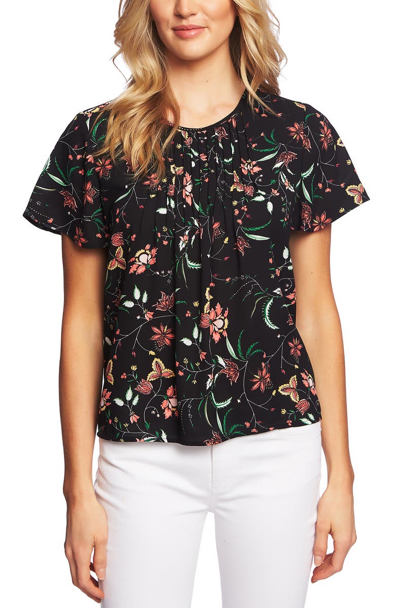 CeCe Marrakesh Ink Floral Blouse, Main, color, 