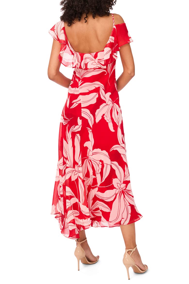 The Bridget Floral Print Ruffle Dress, Alternate, color, IBIZA RED