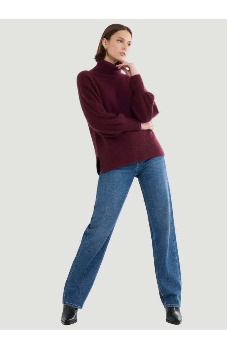 Majestic Filatures Ultra Soft Knit Long Sleeve Turtleneck Sweater, Alternate, color, Bordeaux