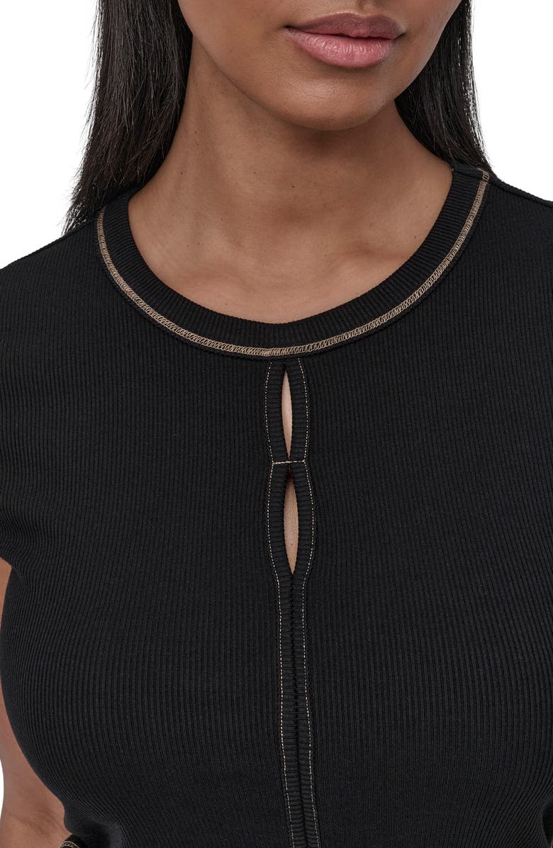 DKNY Contrast Stitch Rib Knit T-Shirt, Alternate, color, 