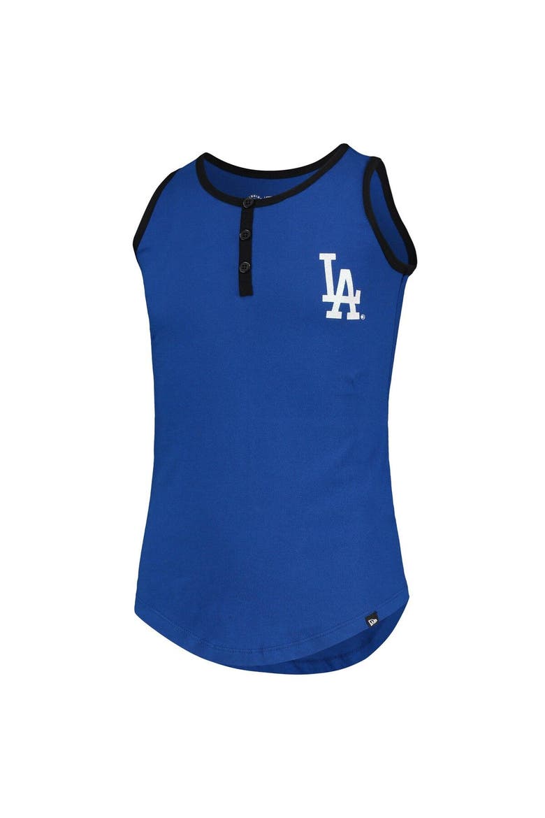 Girls Youth New Era Royal Los Angeles Dodgers Henley Tank Top, Alternate, color, Royal