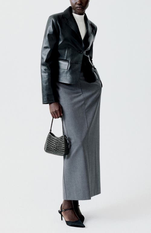 Mango Slit Pencil Maxi Skirt In Grey