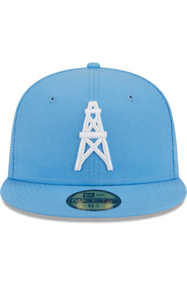 New Era Men's New Era Light Blue Houston Oilers Gridiron Classics Throwback Main 59FIFTY Fitted Hat, Alternate, color,