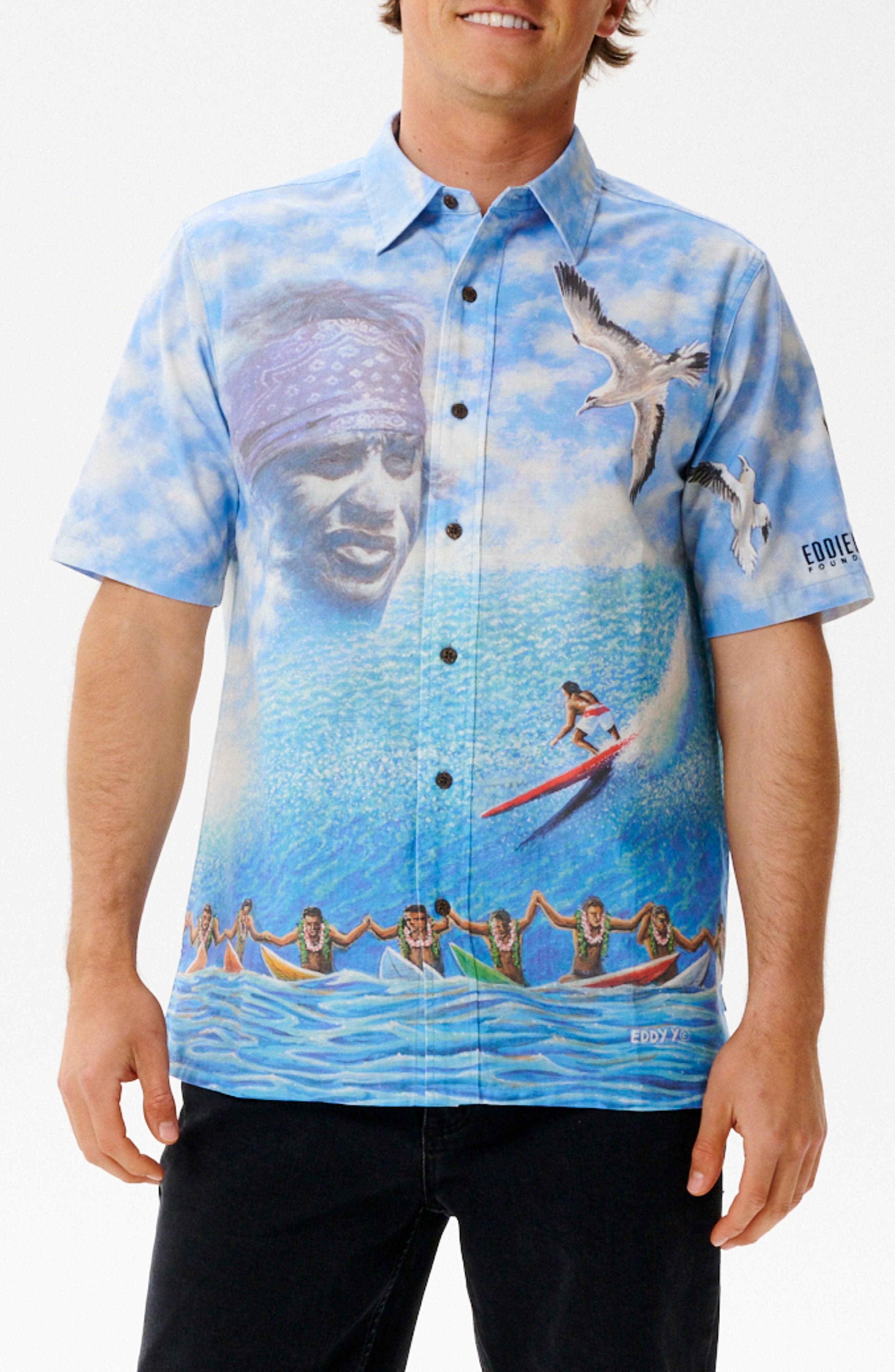 Rip Curl Eddie Would Go Short Sleeve Woven Cotton Button-Up Shirt (Men ...