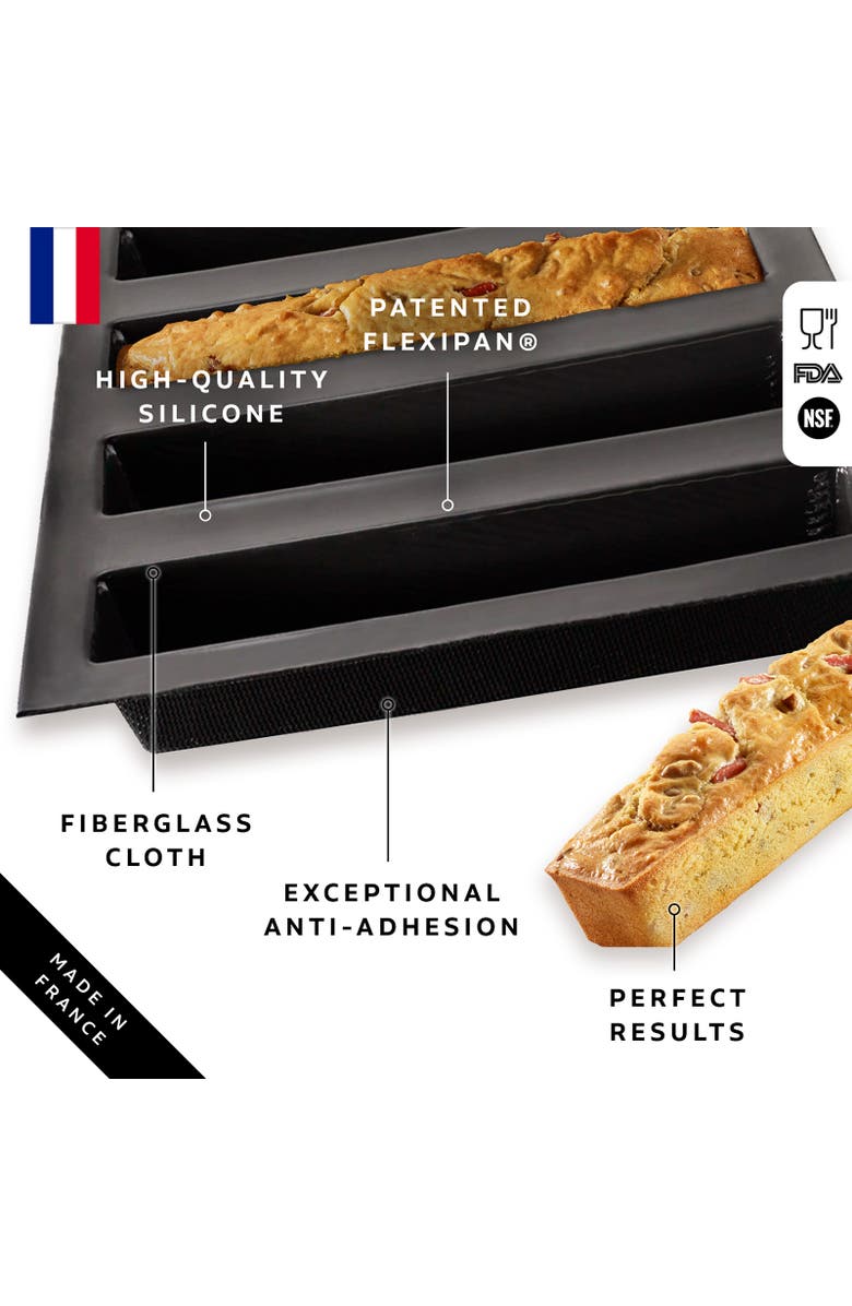 Silpat Flexipan 5 Long Loaves Premium Silicone Baking Pan, Alternate, color, Black