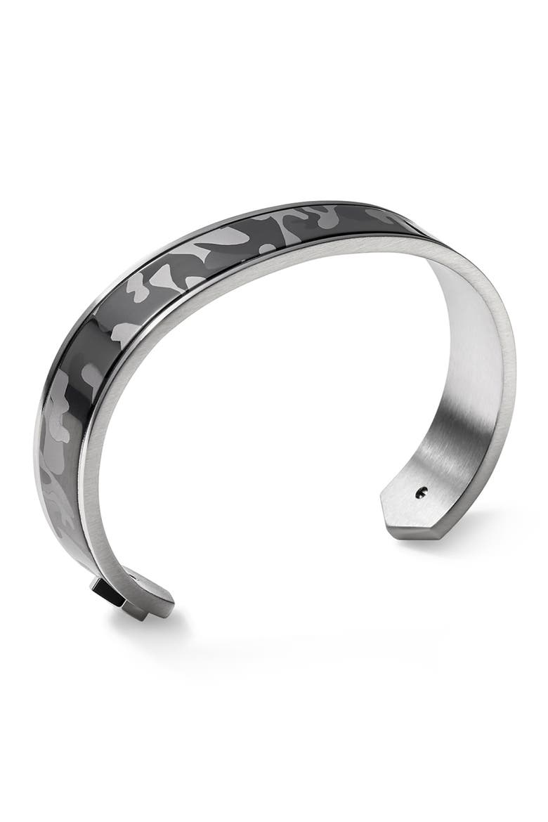 Camo Precisionist Stainless Steel Cuff Bracelet, Main, color, SILVER-TONE