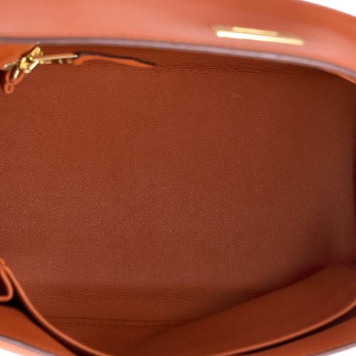 Pre-owned Hermes Hermes Kelly Handbag Orange Swift With Gold Hardware 25 In Brown