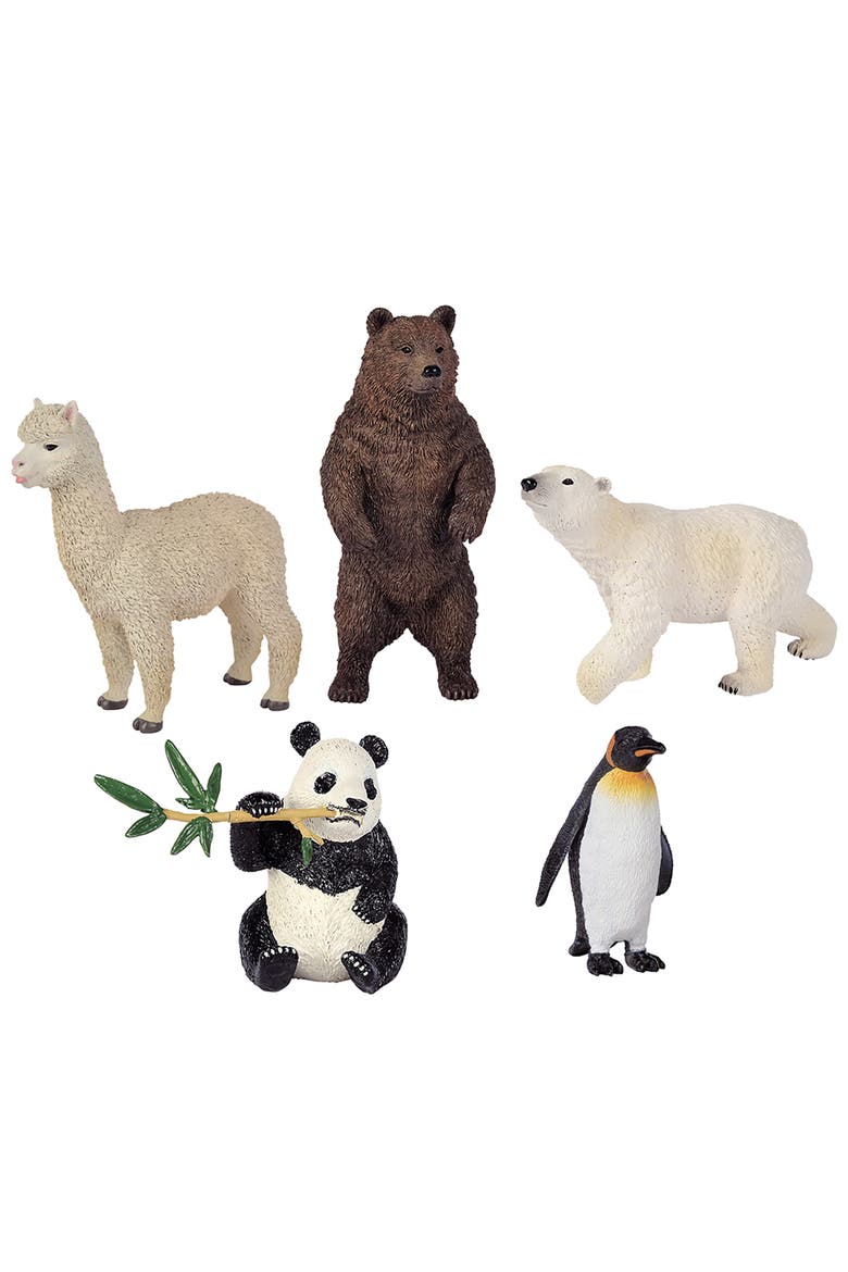 Toys Wild Animal Set 5 Miniature Figures Realistic Toy Animals Kids 3+, Main, color, Multicolored
