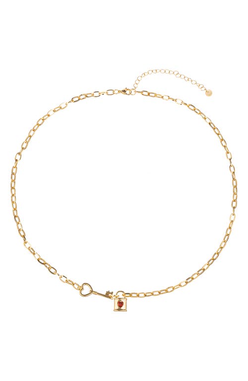 Eye Candy Los Angeles Ivanna Cubic Zirconia Lock & Key Pendant Necklace In Gold