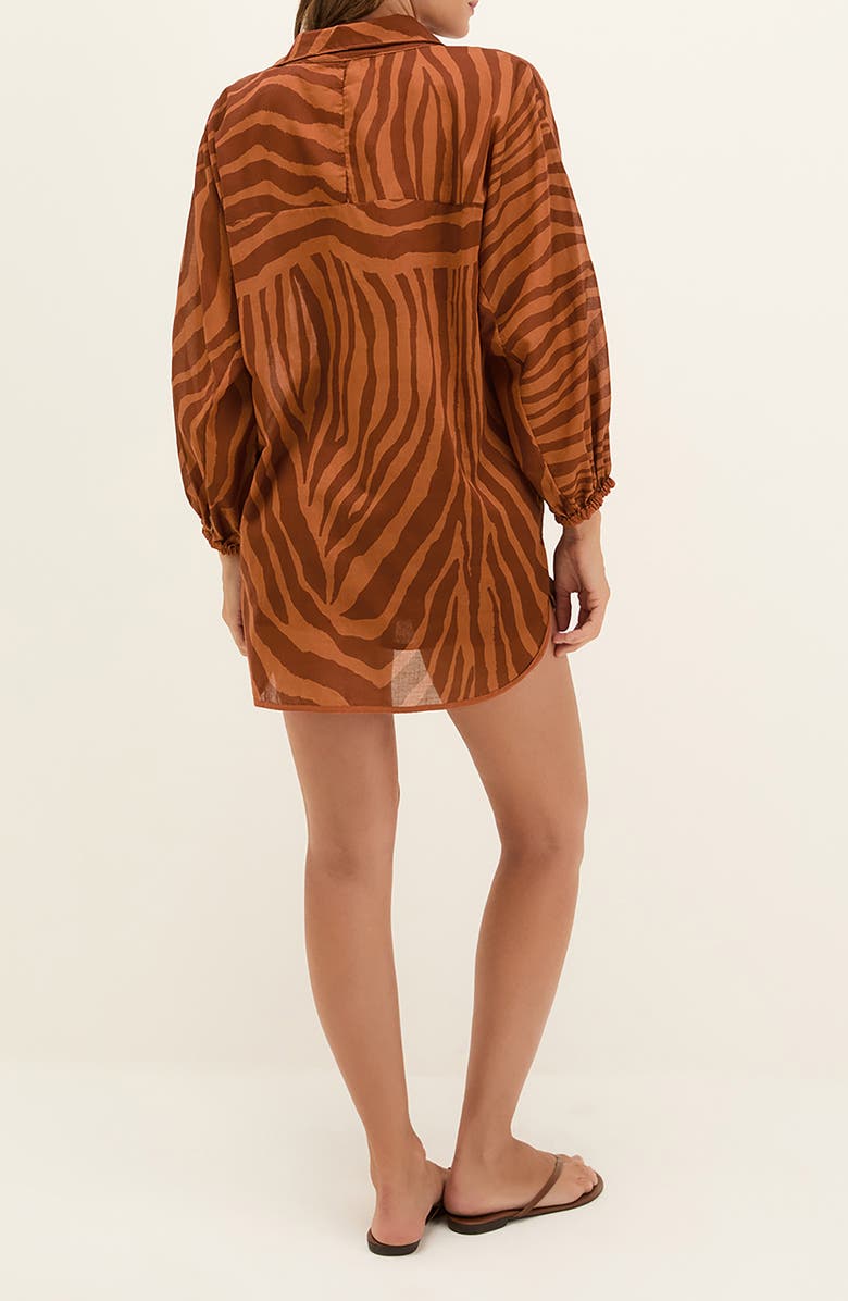 ViX Paula Hermanny Sundown Mori Cover-Up Shirt, Alternate, color, Brown Multi