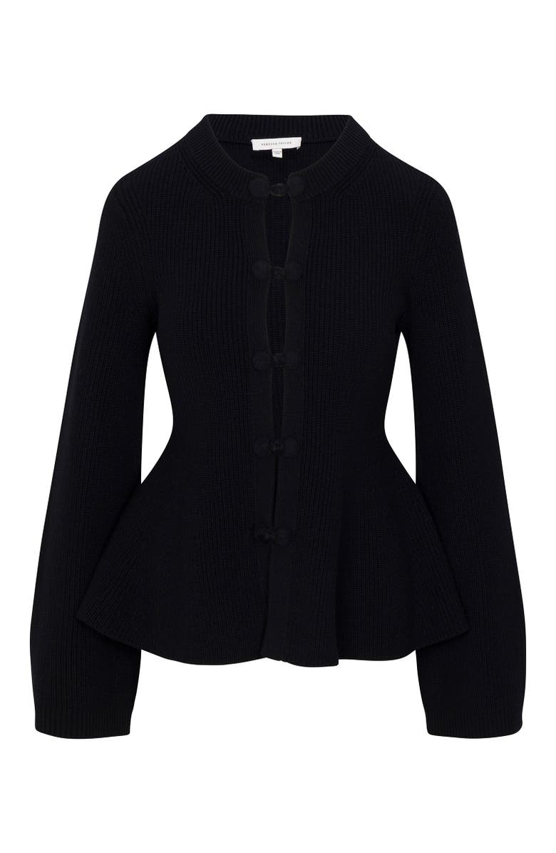 Rebecca Taylor Rhea Knit Peplum Cardi, Alternate, color, Black