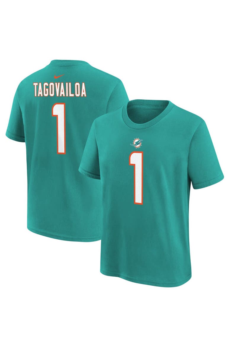 Youth Nike Tua Tagovailoa Aqua Miami Dolphins Player Name & Number T-Shirt, Main, color, Aqua