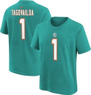 Nike Youth Nike Tua Tagovailoa Aqua Miami Dolphins Player Name & Number T-Shirt