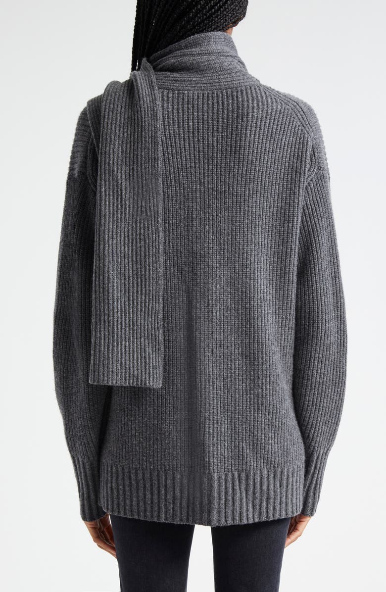 Veronica Beard Annalise Scarf Merino Wool & Cashmere Cardigan, Alternate, color, Charcoal