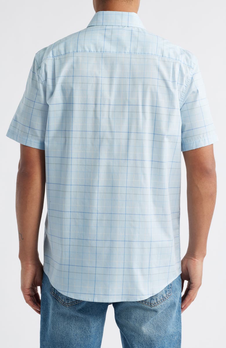 Pendleton Academy Check Pima Cotton Short Sleeve Button-Up Shirt, Alternate, color, Blue Check