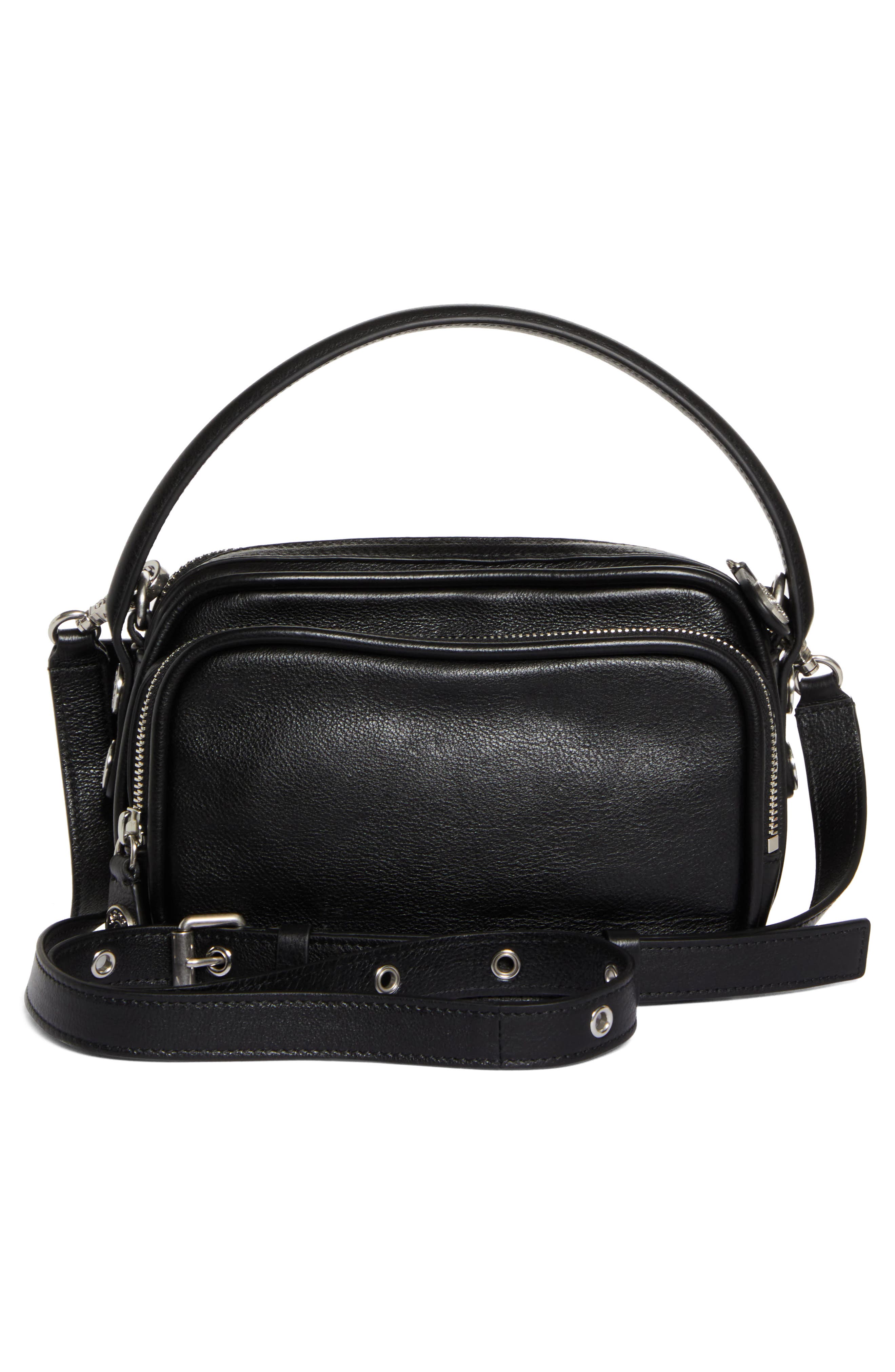 Acne Studios Camero Kit Leather Handbag, Alternate, color, Black
