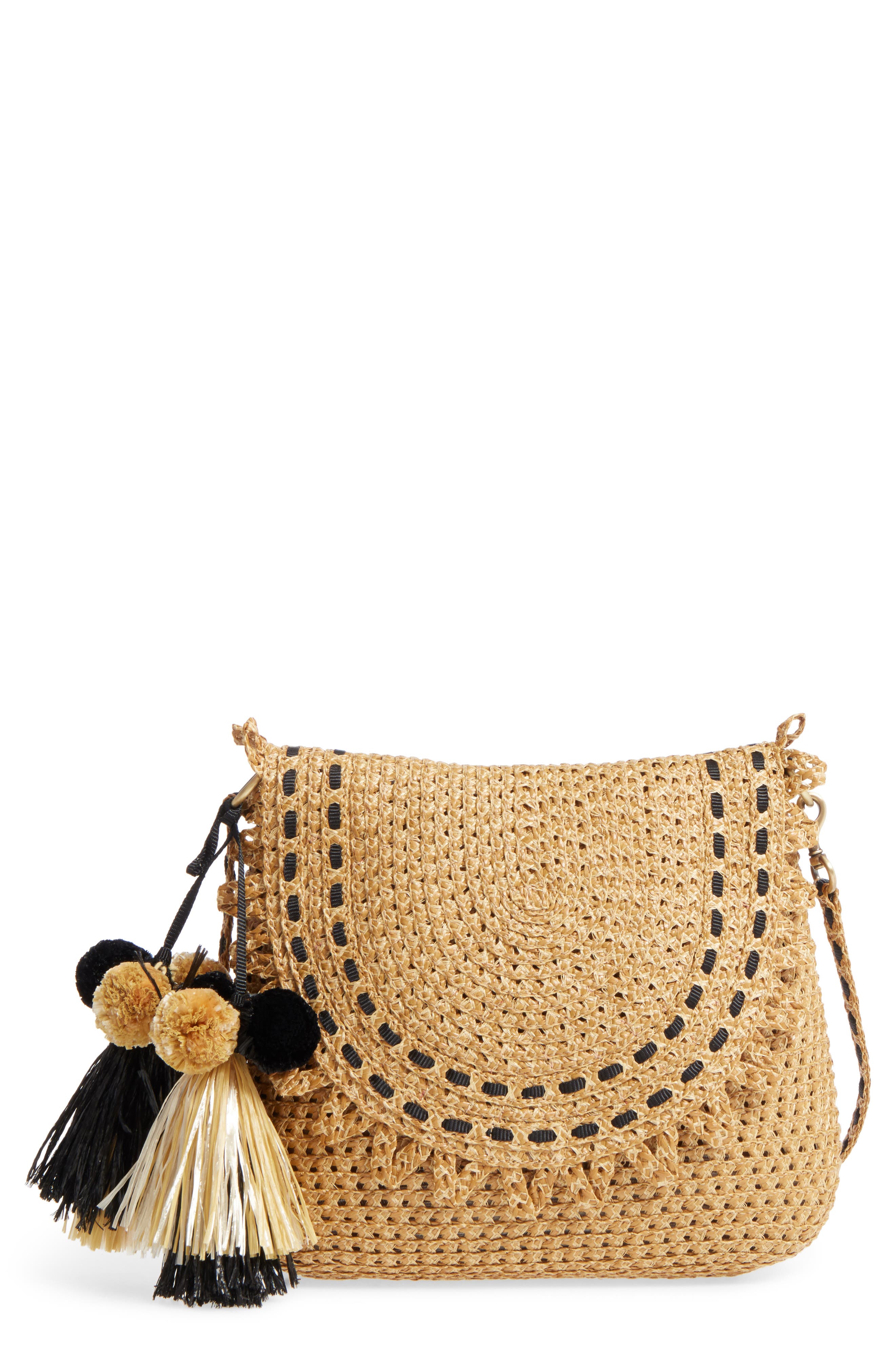 Brigitte Squishee® Shoulder Bag, Main, color, NATURAL/ BLACK