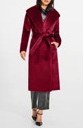 SENTALER Shawl Collar Alpaca & Wool Blend Longline Wrap Coat
